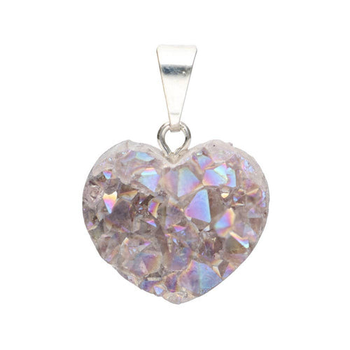Colgante Corazón de Drusa Aqua Aura en Baño de Plata