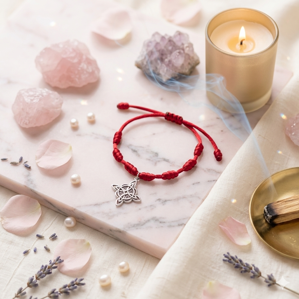 Pulsera 7 Nudos Roja con Nudo de Bruja