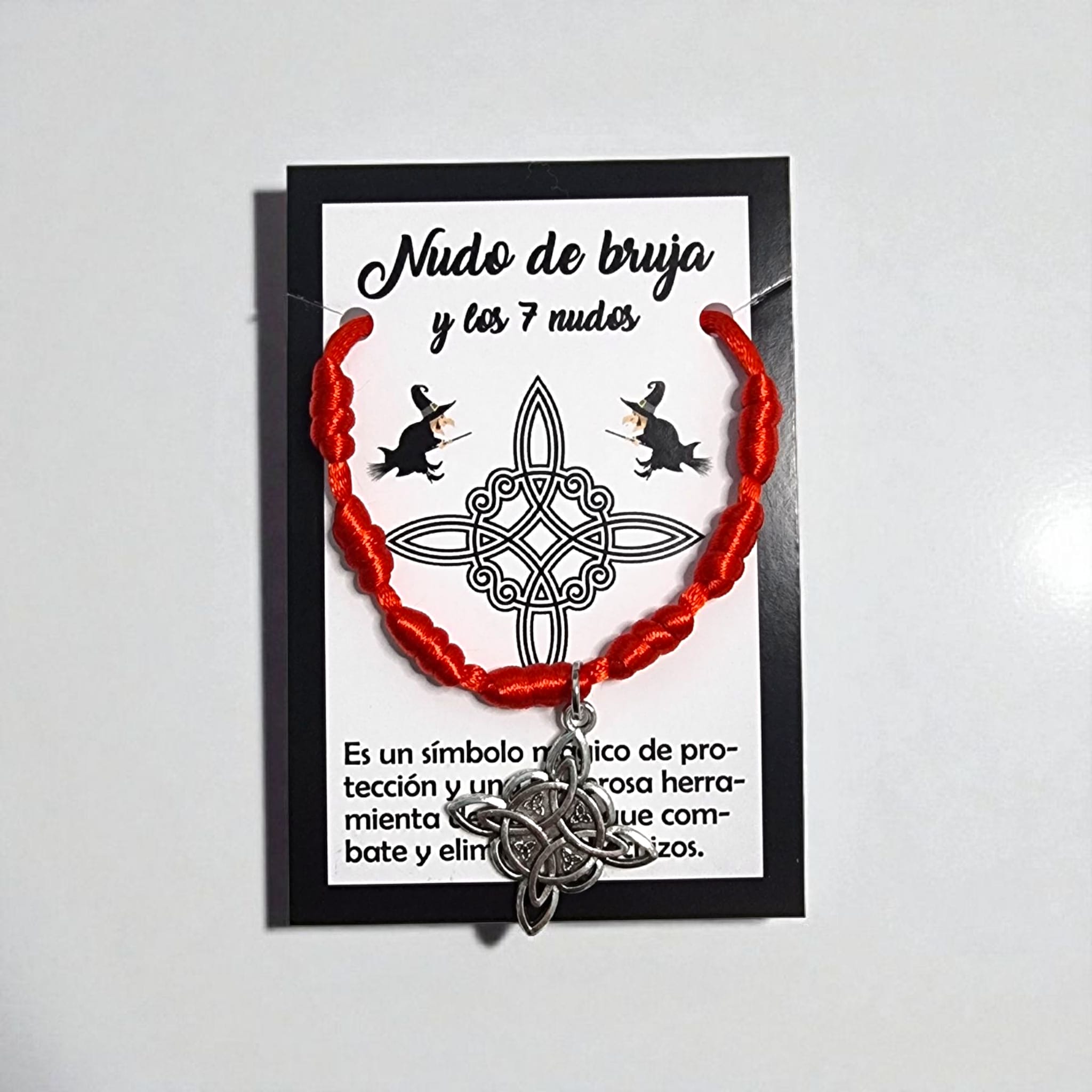 Pulsera 7 Nudos Roja con Nudo de Bruja