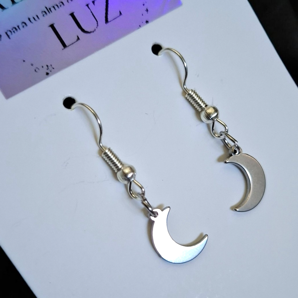 Pendientes Luna Plateados