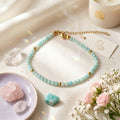 Pulsera de Amazonita y Acero Inoxidable Dorado