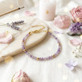 Pulsera de Amatista y Acero Inoxidable Dorado